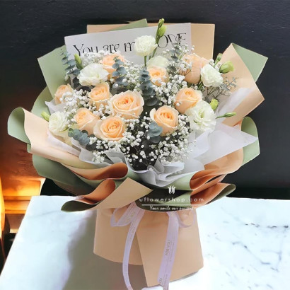 Birthday Sunshine • Rose and Lisianthus Bouquet