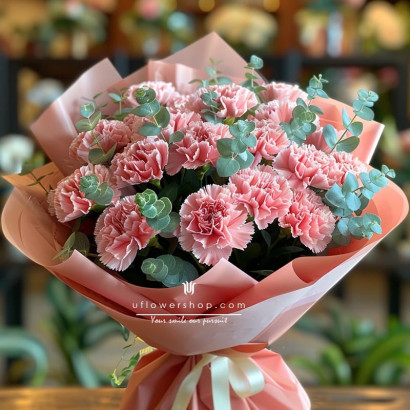 Bouquet of Twenty Pink Carnations