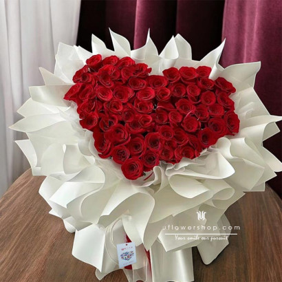 52 枝紅玫瑰 心形花束 Roses Bouquet PSR1909L