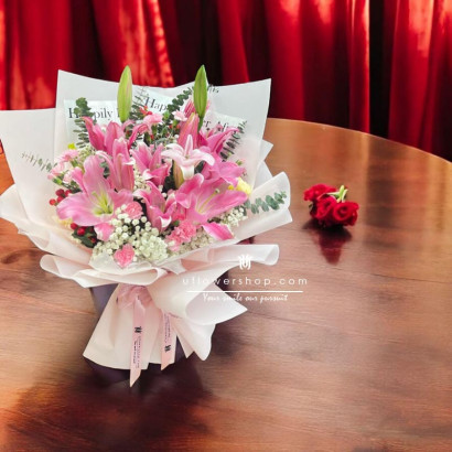 Eternal Love Pink Lily Bouquet