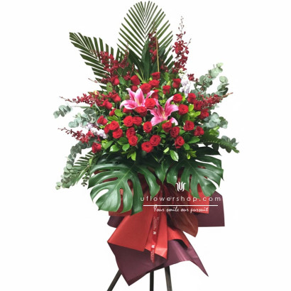 紅玫開張花籃  Crimson Debut