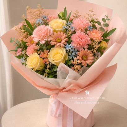 晨曦微甜粉色花束