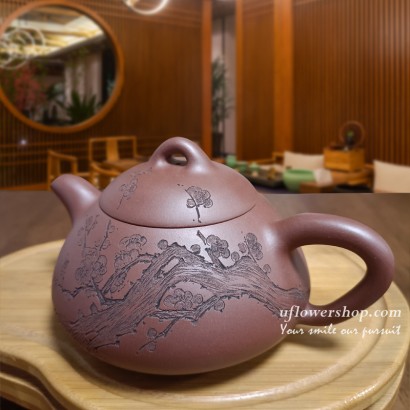 紫砂茶壺- 東坡石瓢壺 梅花