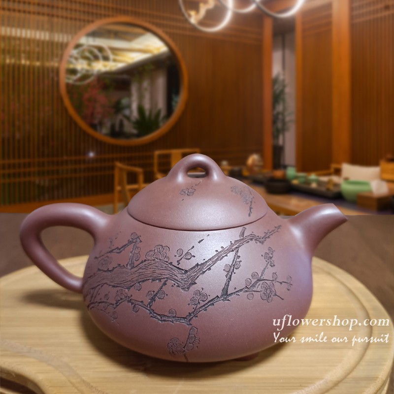 紫砂茶壺- 東坡石瓢壺 梅花