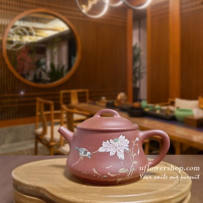紫砂茶壺- 影瓢-蓮花盛開