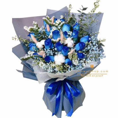 Valentines Day - Blue Rose Bouquet