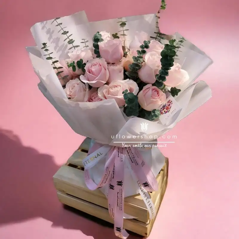 Beautiful Bouquet in Pink Wrapping Paper. Roses and Other Delicate  Beautiful Flowers Stock Image - Image of decoration, nature: 133910413