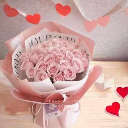 情人節花束-33枝粉紅色玫瑰