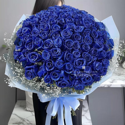 99枝藍玫瑰花束-神秘之愛