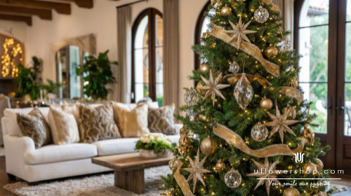 Sustainable bronze and natural pine cone christmas tree